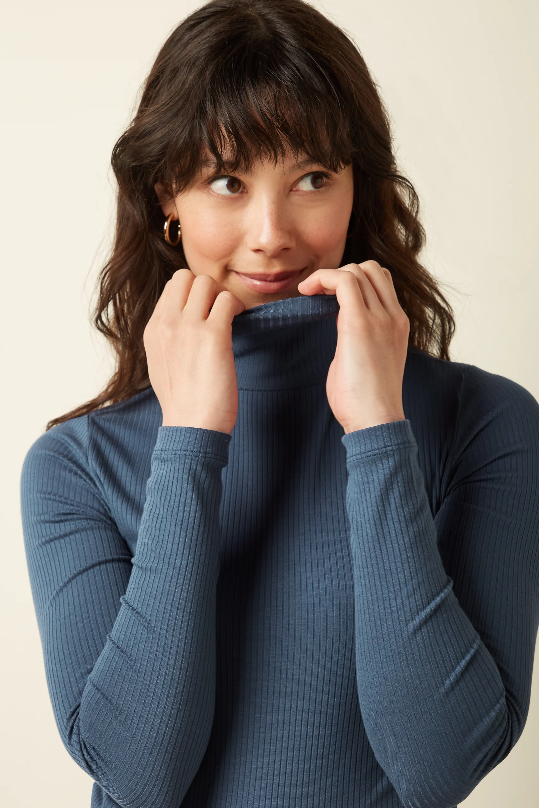Rollneck Top Uni Rib