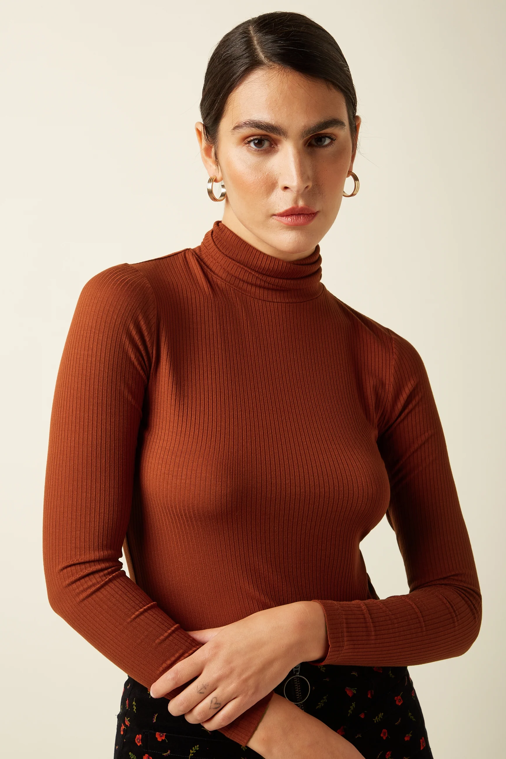 Rollneck Top Uni Rib