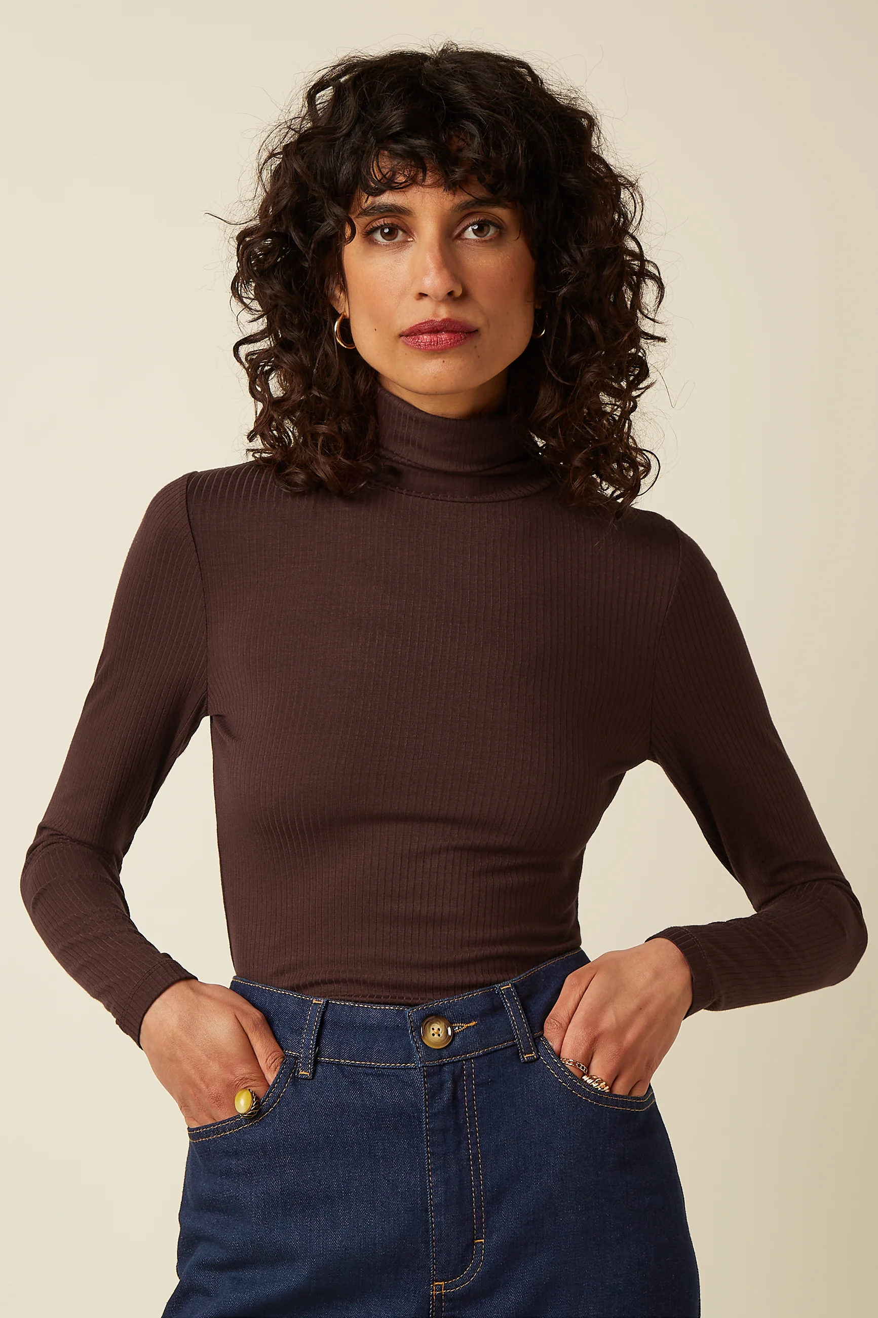Rollneck Top Uni Rib
