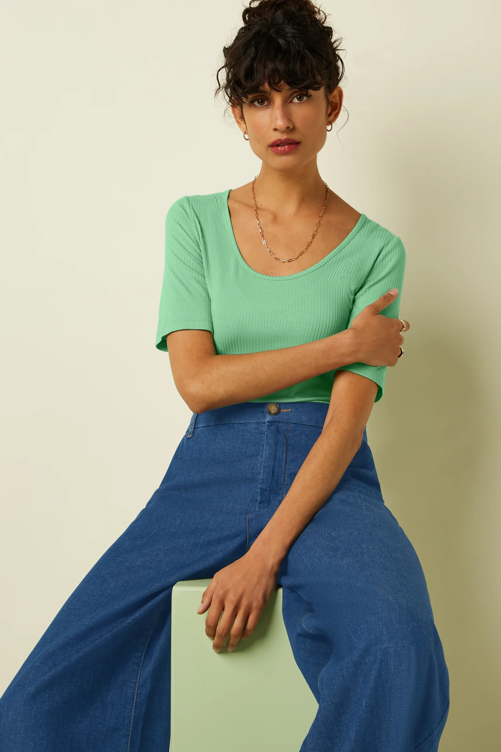 Carice Top Uni Rib