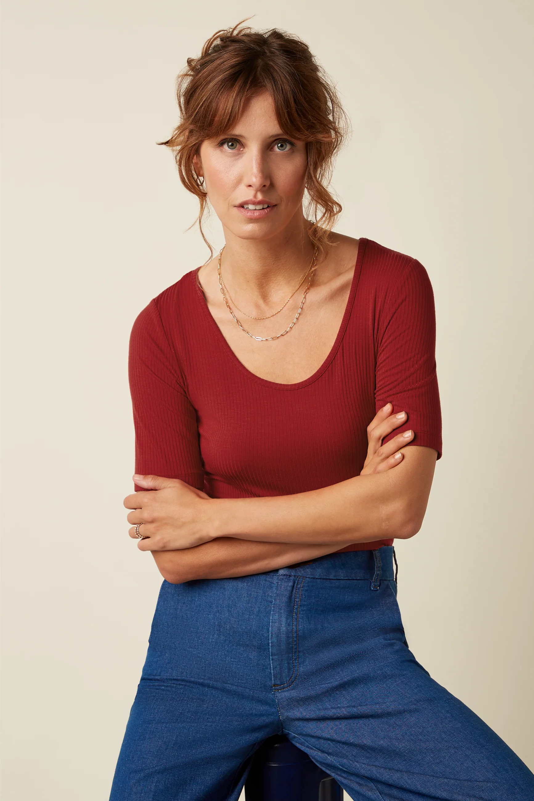 Carice Top Uni Rib