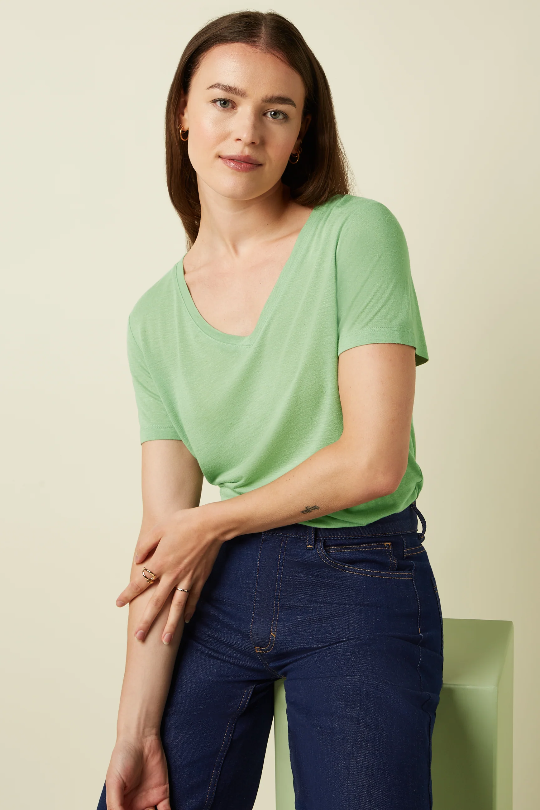V-Neck Top Marsy Linen