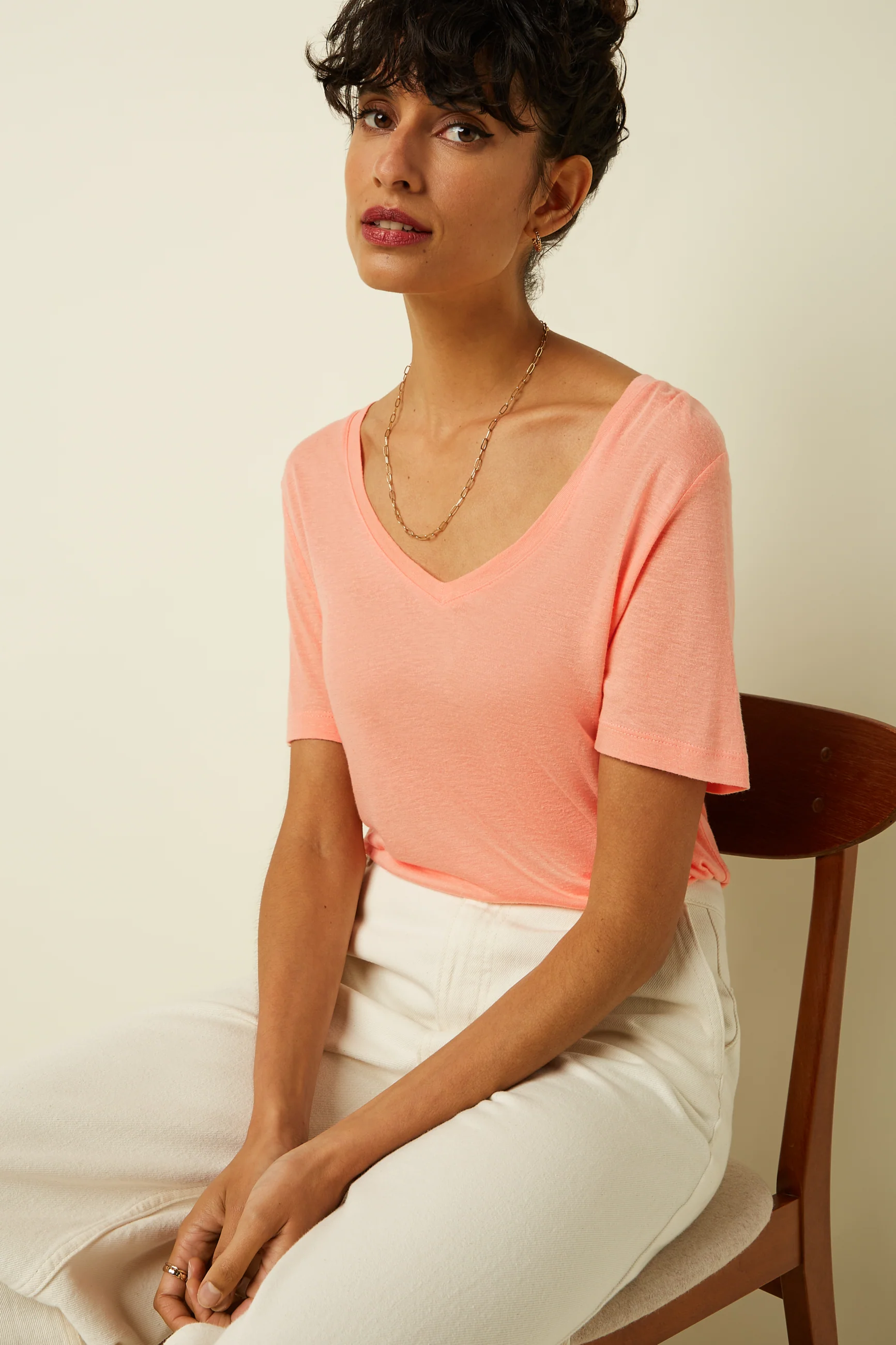 V-Neck Top Marsy Linen