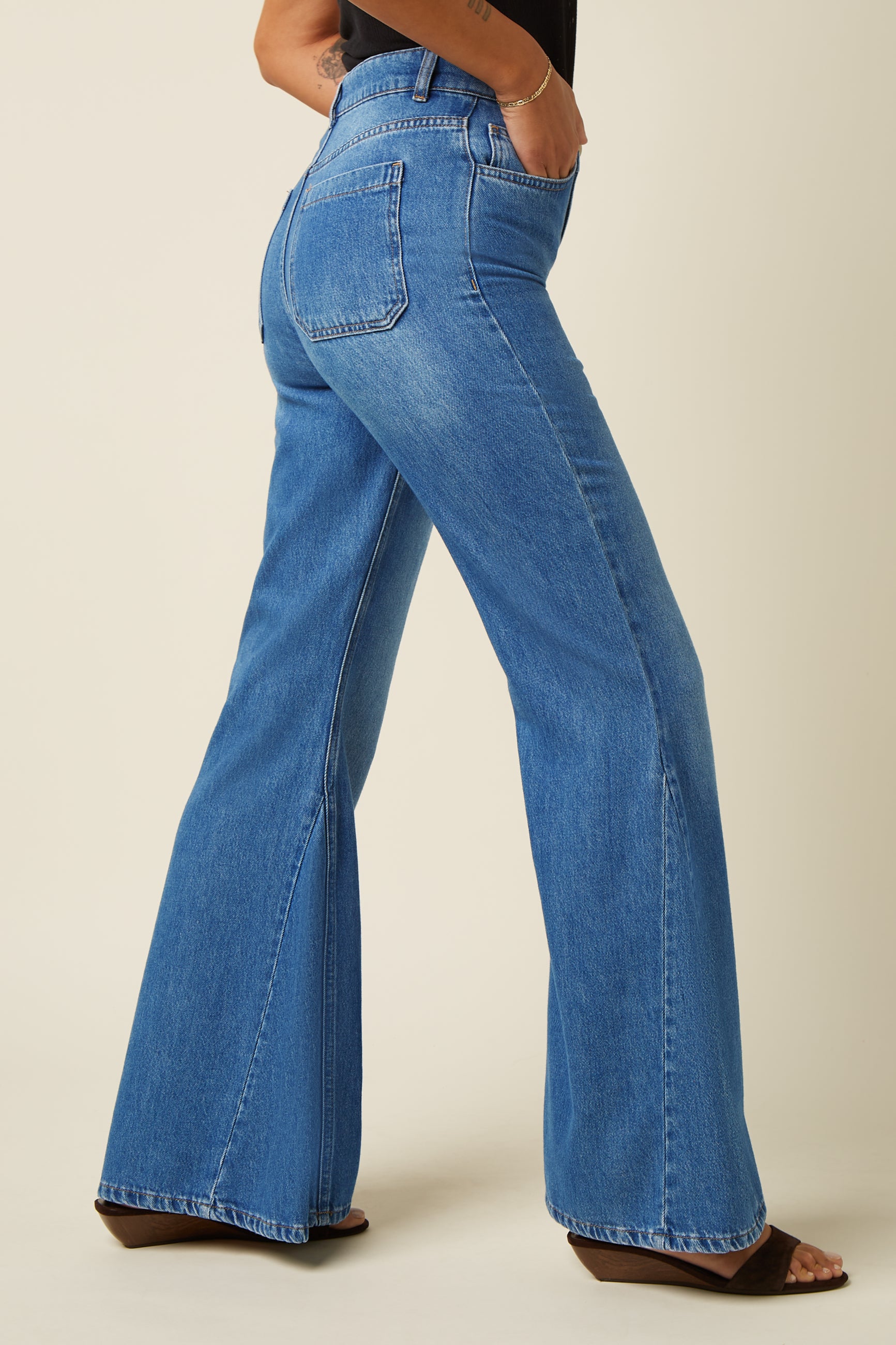 Jimmy Bell Bottom Pants Stone Denim