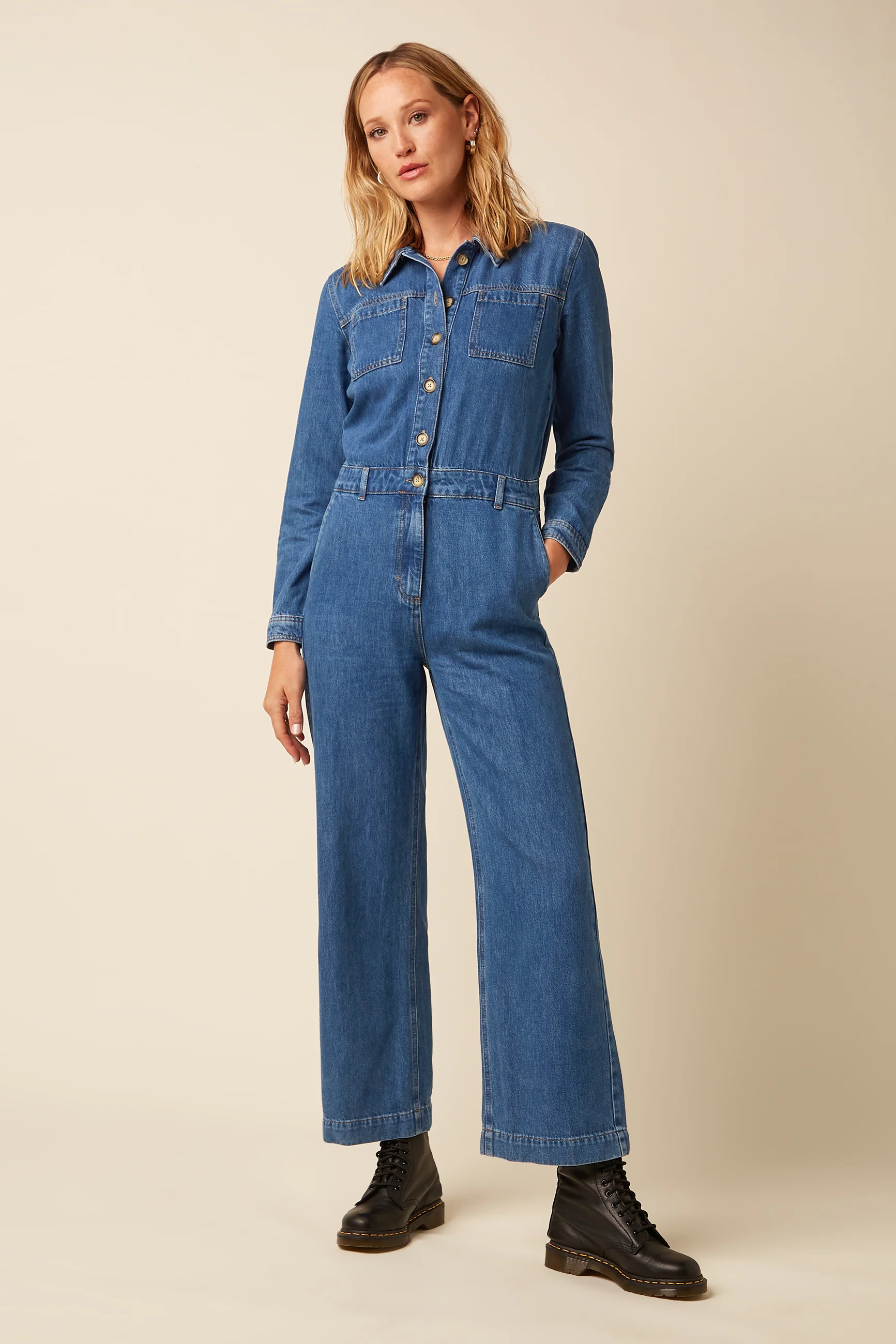 Tania Jumpsuit Stone Denim