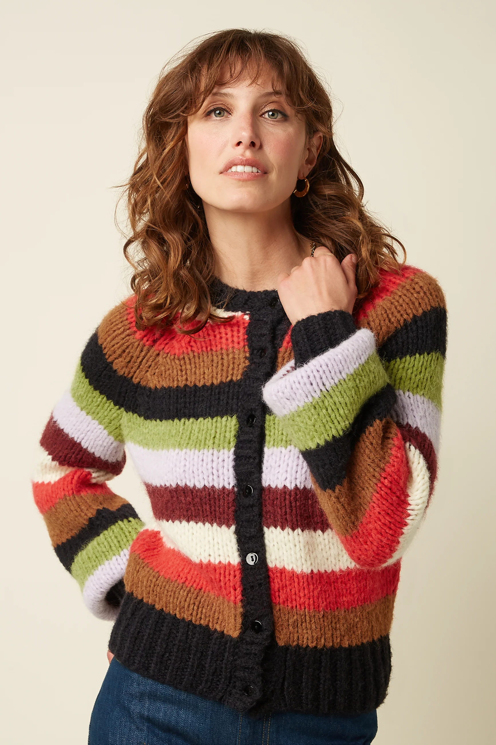 Raglan Cardi Campo Knit Stripe
