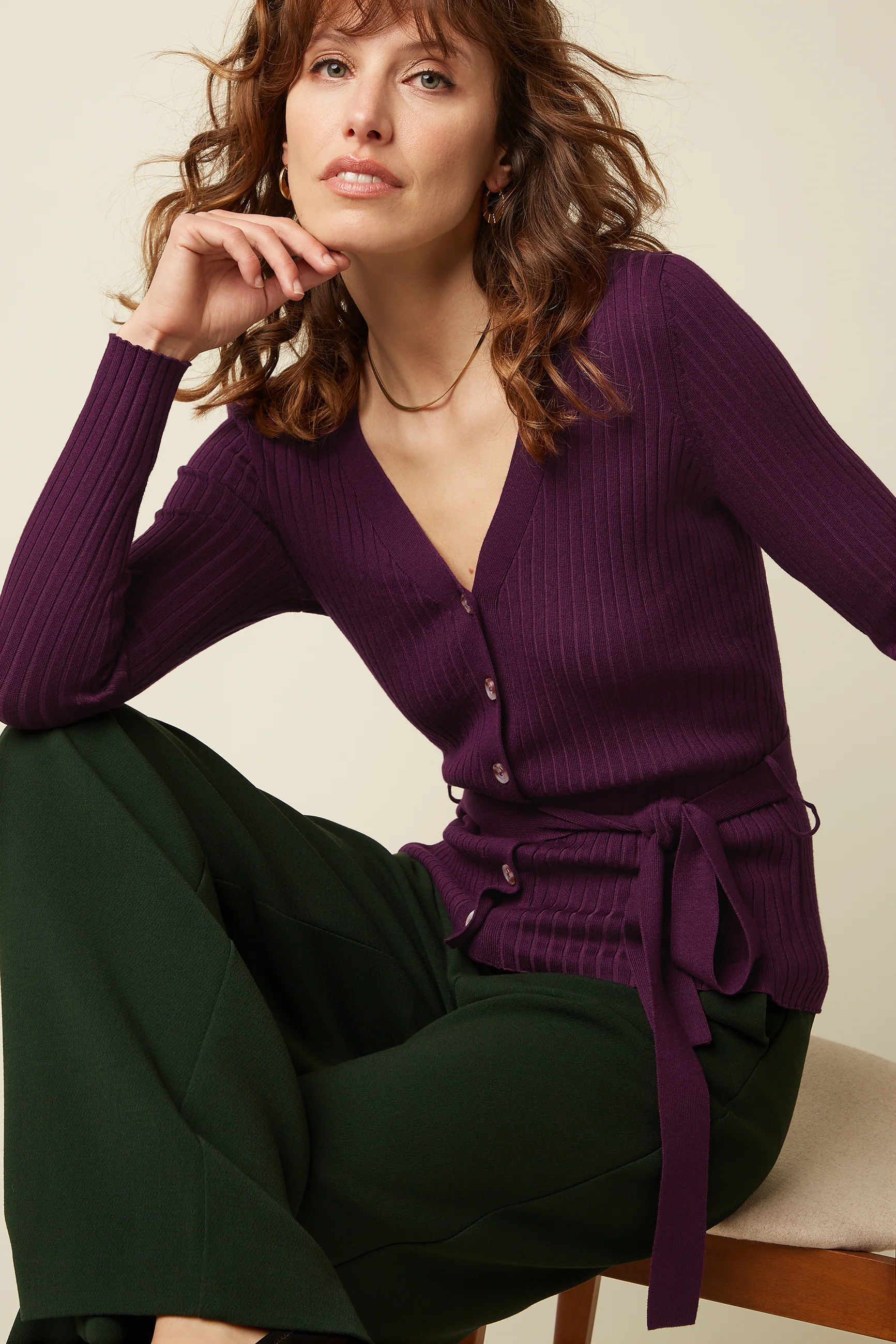 Mila Rib Cardi Match Knit