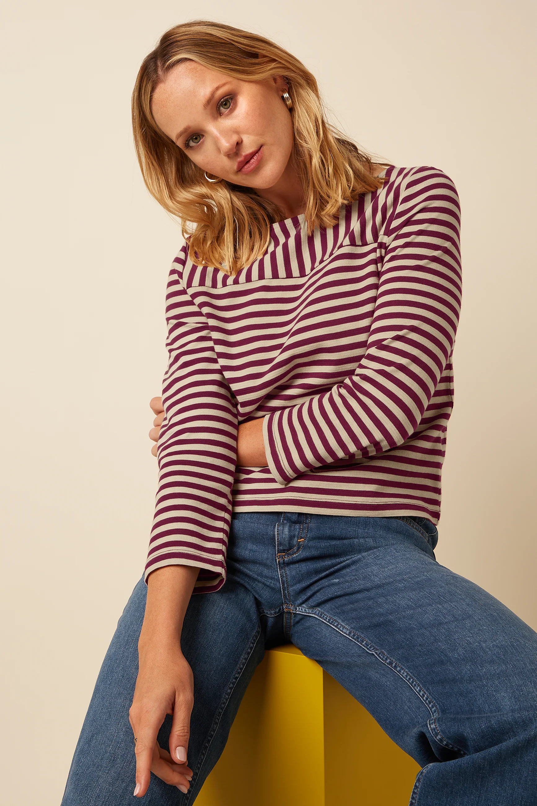 Boatneck Yoke Top Chopito Stripe