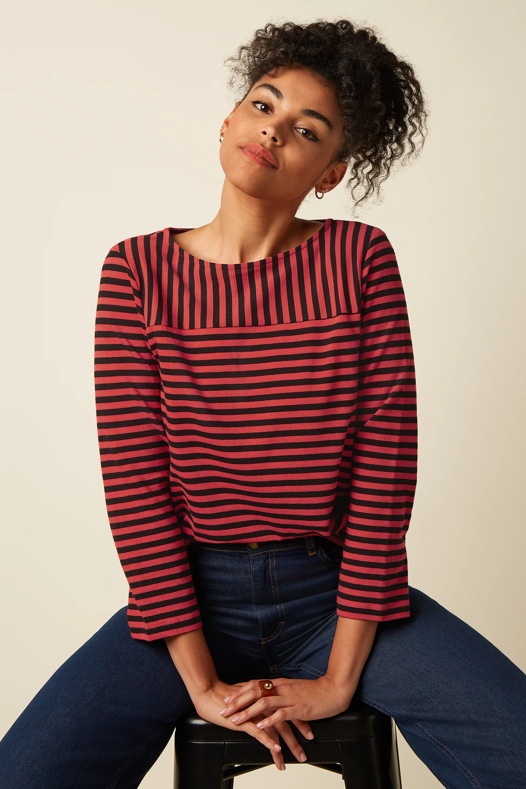 Boatneck Yoke Top Chopito Stripe